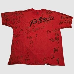 FOX Riders Co T-Shirt Men's XXL Red/Black Motorcore Streetwear Spell-Out Skater